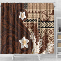 Samoa Teuila 2024 Shower Curtain Samoan Siapo Pattern Brown Version
