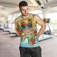 Aloha Hawaii Turtle Men Tank Top Retro Style LT05 Beige - Polynesian Pride