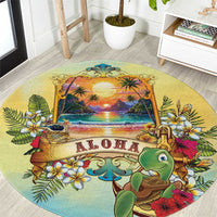 Aloha Hawaii Turtle Round Carpet Retro Style - Polynesian Pride