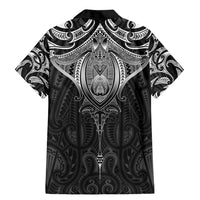 New Zealand Aotearoa Family Matching Mermaid Dress and Hawaiian Shirt Maori Manta Ray Moko Black LT05 - Polynesian Pride