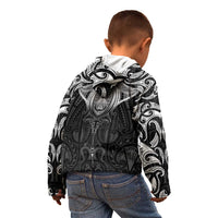 New Zealand Aotearoa Kid Hoodie Maori Manta Ray Moko Black - Polynesian Pride