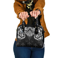 New Zealand Aotearoa Shoulder Handbag Maori Manta Ray Moko Black - Polynesian Pride