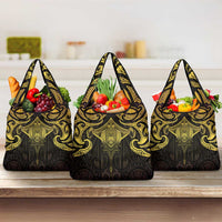 New Zealand Aotearoa Grocery Bag Maori Manta Ray Moko Gold - Polynesian Pride