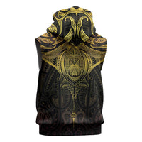 New Zealand Aotearoa Sleeveless Hoodie Maori Manta Ray Moko Gold LT05 - Polynesian Pride