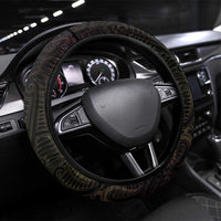 New Zealand Aotearoa Steering Wheel Cover Maori Manta Ray Moko Gold - Polynesian Pride