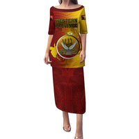 Personalized Papua New Guinea Western Province Family Matching Puletasi Dress and Hawaiian Shirt Mix Coat Of Arms Polynesian Pattern LT05 Mom's Dress Red - Polynesian Pride