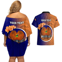 Personalized Papua New Guinea New Ireland Province Couples Matching Off Shoulder Short Dress and Hawaiian Shirt Mix Coat Of Arms Polynesian Pattern LT05 - Polynesian Pride