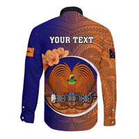 Personalized Papua New Guinea New Ireland Province Long Sleeve Button Shirt Mix Coat Of Arms Polynesian Pattern LT05 - Polynesian Pride