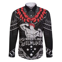Custom Samoa Wrestling Family Matching Short Sleeve Bodycon Dress and Hawaiian Shirt Samoan Wrestler Ulafala Style LT05 Dad's Shirt - Long Sleeve Black - Polynesian Pride