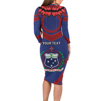 Personalised FAST Party Samoa Family Matching Long Sleeve Bodycon Dress and Hawaiian Shirt Samoan Coat Of Arms Ulafala Style LT05 - Polynesian Pride