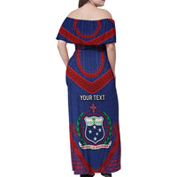 Personalised FAST Party Samoa Family Matching Off Shoulder Maxi Dress and Hawaiian Shirt Samoan Coat Of Arms Ulafala Style LT05 - Polynesian Pride