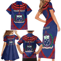 Personalised FAST Party Samoa Family Matching Short Sleeve Bodycon Dress and Hawaiian Shirt Samoan Coat Of Arms Ulafala Style LT05 - Polynesian Pride