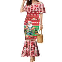 Mele Kalikimaka Hawaii Christmas Family Matching Mermaid Dress and Hawaiian Shirt Funny Santa 67 Gen Alpha Slang LT05 Mom's Dress Red - Polynesian Pride