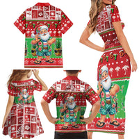 Mele Kalikimaka Hawaii Christmas Family Matching Short Sleeve Bodycon Dress and Hawaiian Shirt Funny Santa 67 Gen Alpha Slang LT05 - Polynesian Pride