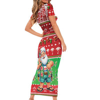 Mele Kalikimaka Hawaii Christmas Family Matching Short Sleeve Bodycon Dress and Hawaiian Shirt Funny Santa 67 Gen Alpha Slang LT05 - Polynesian Pride