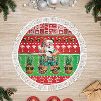 Mele Kalikimaka Hawaii Christmas Tree Skirt Funny Santa 67 Gen Alpha Slang LT05 Fringed Red - Polynesian Pride