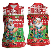 Mele Kalikimaka Hawaii Christmas Women Sleeveless Polo Shirt Funny Santa 67 Gen Alpha Slang LT05 - Polynesian Pride
