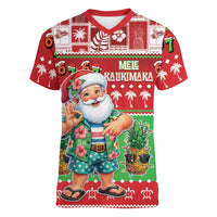 Mele Kalikimaka Hawaii Christmas Women V-Neck T-Shirt Funny Santa 67 Gen Alpha Slang - Polynesian Pride