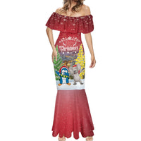 Personalised Christmas In July Mermaid Dress Funny Dabbing Dance Koala And Blue Penguins LT05 - Polynesian Pride