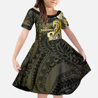 Sarcoma Awareness Family Matching Mermaid Dress and Hawaiian Shirt You Are Stronger Than Sarcoma LT05 Daughter's Dress Yellow - Polynesian Pride