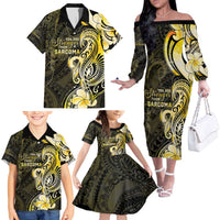 Sarcoma Awareness Family Matching Off The Shoulder Long Sleeve Dress and Hawaiian Shirt You Are Stronger Than Sarcoma