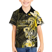 Sarcoma Awareness Family Matching Off The Shoulder Long Sleeve Dress and Hawaiian Shirt You Are Stronger Than Sarcoma