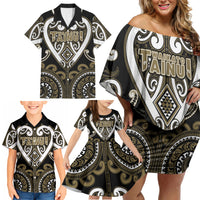 Custom Aotearoa Waikato Tainui Family Matching Off Shoulder Short Dress and Hawaiian Shirt Maori Tribal Pattern LT05 - Polynesian Pride