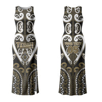 Custom Aotearoa Waikato Tainui Family Matching Tank Maxi Dress and Hawaiian Shirt Maori Tribal Pattern LT05 Mom's Dress Dark Yellow - Polynesian Pride