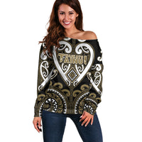 Custom Aotearoa Waikato Tainui Off Shoulder Sweater Maori Tribal Pattern