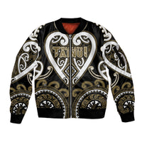Custom Aotearoa Waikato Tainui Sleeve Zip Bomber Jacket Maori Tribal Pattern
