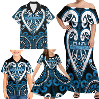 Custom Aotearoa Ngati Kahungunu Family Matching Off Shoulder Maxi Dress and Hawaiian Shirt Maori Tribal Pattern LT05 - Polynesian Pride