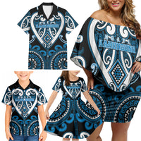 Custom Aotearoa Ngati Kahungunu Family Matching Off Shoulder Short Dress and Hawaiian Shirt Maori Tribal Pattern LT05 - Polynesian Pride