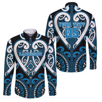 Custom Aotearoa Ngati Kahungunu Family Matching Summer Maxi Dress and Hawaiian Shirt Maori Tribal Pattern LT05 Dad's Shirt - Long Sleeve Blue - Polynesian Pride