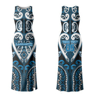 Custom Aotearoa Ngati Kahungunu Family Matching Tank Maxi Dress and Hawaiian Shirt Maori Tribal Pattern LT05 Mom's Dress Blue - Polynesian Pride