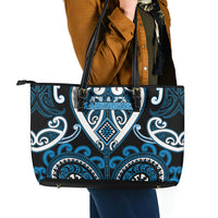 Aotearoa Ngati Kahungunu Leather Tote Bag Maori Tribal Pattern