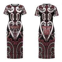 Custom Aotearoa Te Arawa Couples Matching Short Sleeve Bodycon Dress and Long Sleeve Button Shirt Maori Tribal Pattern LT05 - Polynesian Pride