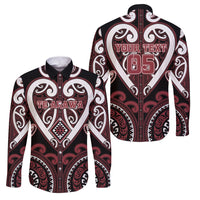 Custom Aotearoa Te Arawa Family Matching Short Sleeve Bodycon Dress and Hawaiian Shirt Maori Tribal Pattern LT05 Dad's Shirt - Long Sleeve Red - Polynesian Pride