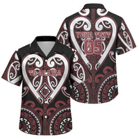 Custom Aotearoa Te Arawa Family Matching Short Sleeve Bodycon Dress and Hawaiian Shirt Maori Tribal Pattern LT05 Son's Shirt Red - Polynesian Pride