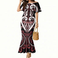 Custom Aotearoa Te Arawa Mermaid Dress Maori Tribal Pattern LT05 Women Red - Polynesian Pride