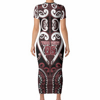 Custom Aotearoa Te Arawa Short Sleeve Bodycon Dress Maori Tribal Pattern