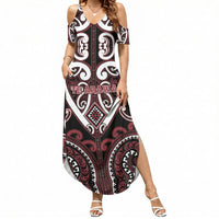 Custom Aotearoa Te Arawa Summer Maxi Dress Maori Tribal Pattern LT05 Women Red - Polynesian Pride