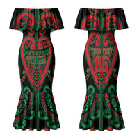Custom Aotearoa Ngai Tuhoe Family Matching Mermaid Dress and Hawaiian Shirt Maori Tribal Pattern LT05 Mom's Dress Black - Polynesian Pride