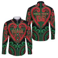 Custom Aotearoa Ngai Tuhoe Family Matching Mermaid Dress and Hawaiian Shirt Maori Tribal Pattern LT05 Dad's Shirt - Long Sleeve Black - Polynesian Pride