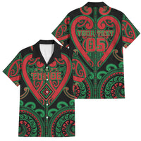 Custom Aotearoa Ngai Tuhoe Family Matching Tank Maxi Dress and Hawaiian Shirt Maori Tribal Pattern LT05 Dad's Shirt - Short Sleeve Black - Polynesian Pride