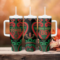 Custom Aotearoa Ngai Tuhoe Tumbler With Handle Maori Tribal Pattern