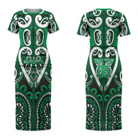Custom Aotearoa Ngati Maniapoto Couples Matching Short Sleeve Bodycon Dress and Long Sleeve Button Shirt Maori Tribal Pattern