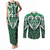 Custom Aotearoa Ngati Maniapoto Couples Matching Tank Maxi Dress and Long Sleeve Button Shirt Maori Tribal Pattern