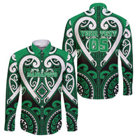 Custom Aotearoa Ngati Maniapoto Family Matching Puletasi and Hawaiian Shirt Maori Tribal Pattern LT05 Dad's Shirt - Long Sleeve Green - Polynesian Pride