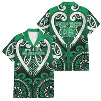Custom Aotearoa Ngati Maniapoto Family Matching Summer Maxi Dress and Hawaiian Shirt Maori Tribal Pattern LT05 Dad's Shirt - Short Sleeve Green - Polynesian Pride