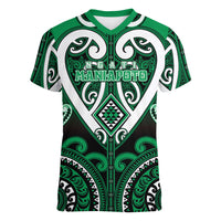 Custom Aotearoa Ngati Maniapoto Women V-Neck T-Shirt Maori Tribal Pattern